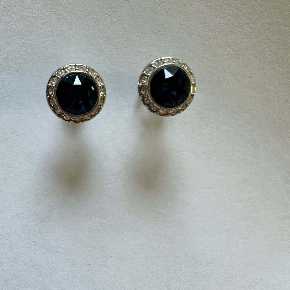 Swarovski Midnight Blue and Silver Stud Earrings